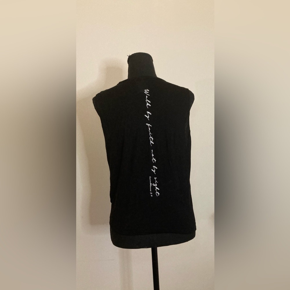 Dirtee Laundry Sunflower Walk By Faith Not By Sight‎ Tie Front Tank Top Medium - Picture 5 of 7